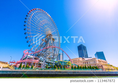 日本橫濱城市景觀 橫濱港未來摩天輪、橫濱港未來週年紀念、橫濱市政廳等 113467872