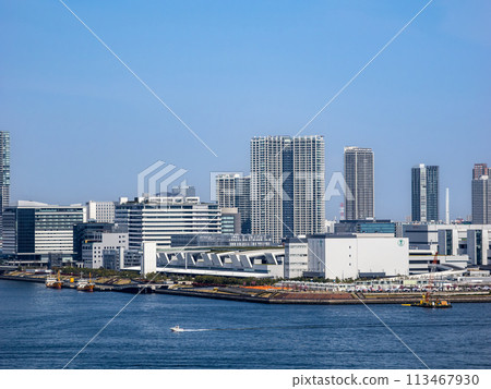 Tokyo cityscape: View of Toyosu Market from Rainbow Bridge Tokyo cityscape: View of Toyosu Market from Rainbow Bridge 113467930