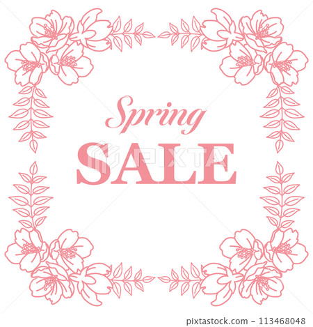 櫻花框方形線描 113468048