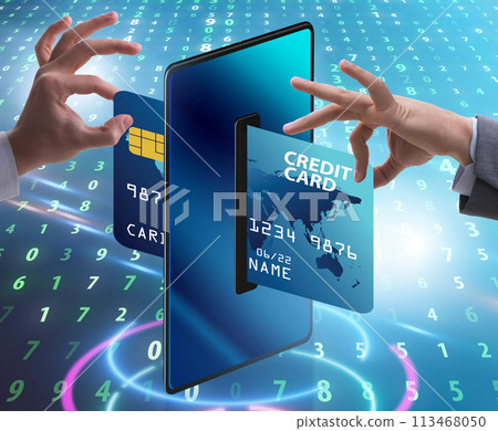 Concept of mobile wallet transfers - 3d rendering 113468050