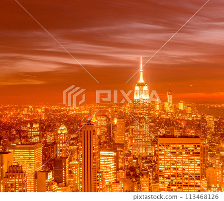 View of New York Manhattan during sunset hours View of New York Manhattan during sunset hours 113468126
