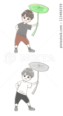拿著葉子傘的矮人男孩 拿著葉子傘的矮人男孩 113468359