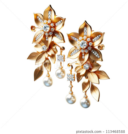 pearl necklace isolated on the white background pearl necklace isolated on the white background 113468588