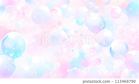 夢幻般的氣泡水彩插圖背景 113468790