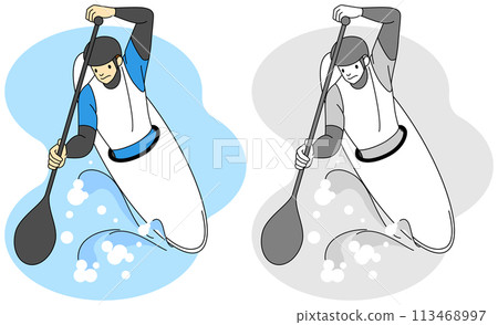 Canoe and slalom athletes illustration set Canoe and slalom athletes illustration set 113468997
