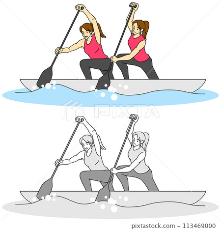 Canoeing, sprint team illustration set Canoeing, sprint team illustration set 113469000