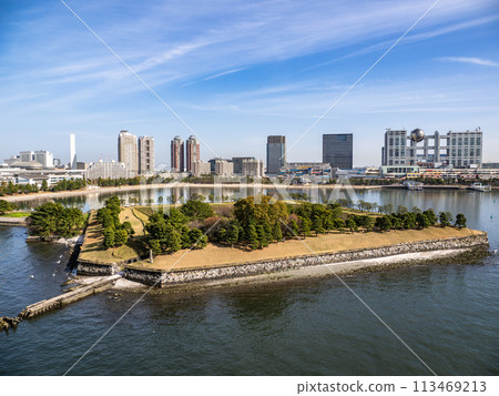 國家指定史蹟 台場 台場（都立台場公園）和從彩虹橋上看到的台場街景 113469213