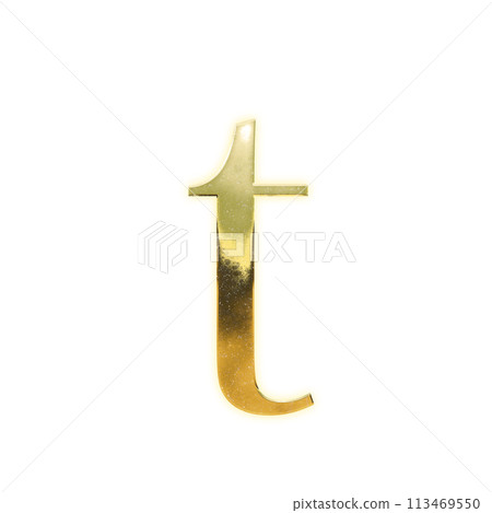 Golden serif lowercase alphabet "t" 113469550