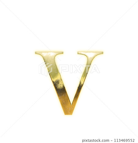 金色襯線小寫字母“v” 金色襯線小寫字母“v” 113469552