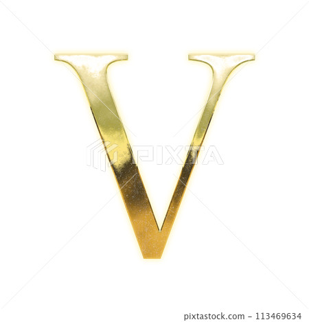 金色襯線大寫字母“V” 113469634