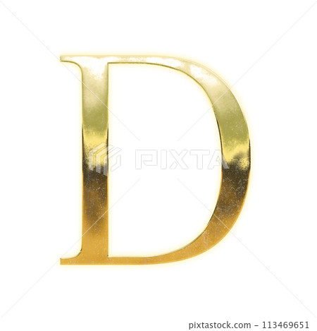 Golden serif capital letter "D" 113469651