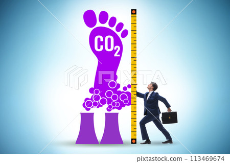 Carbon footprint concept with pollution 113469674
