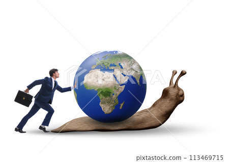 Businessman in slow business global business concept Businessman in slow business global business concept 113469715