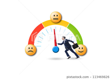 Satisfaction meter in customer opinion concept Satisfaction meter in customer opinion concept 113469826
