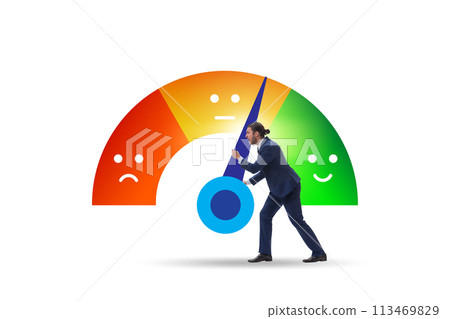 Satisfaction meter in customer opinion concept 113469829