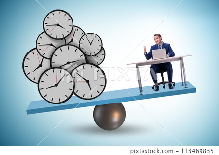 Businessman in deadline and time pressure concept Businessman in deadline and time pressure concept 113469835