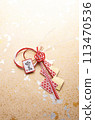 New Year decorations and golden washi paper 113470536