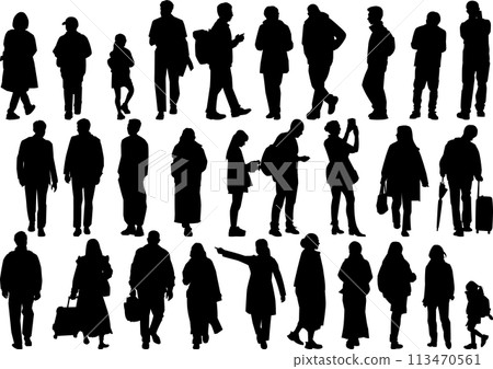 Silhouette illustration set of various people of all ages and genders Silhouette illustration set of various people of all ages and genders 113470561