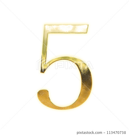金色襯線字體中的數字 5 113470738