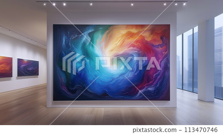 展示抽象繪畫的畫廊人工智慧生成的圖像 113470746