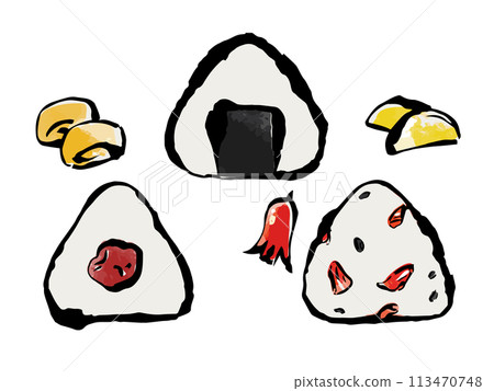 日本飯糰手繪插畫 113470748