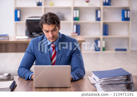 Young male employee working in the office Young male employee working in the office 113471191