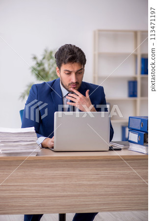 Young male employee working in the office Young male employee working in the office 113471197