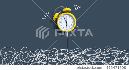 Alarm clock with chaos and confusion theme Alarm clock with chaos and confusion theme 113471308