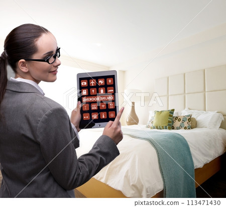 Concept of online hotel booking Concept of online hotel booking 113471430