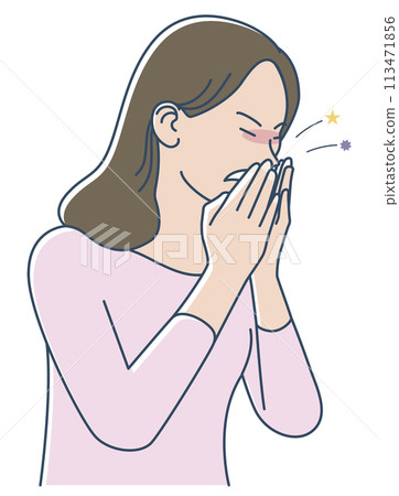 女人因花粉熱打噴嚏 113471856
