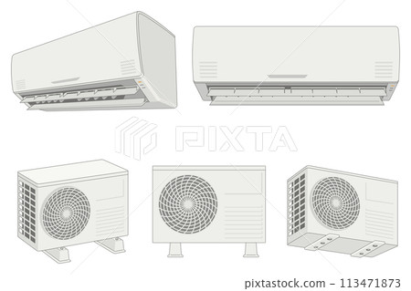 Air conditioners and outdoor units from various angles 113471873
