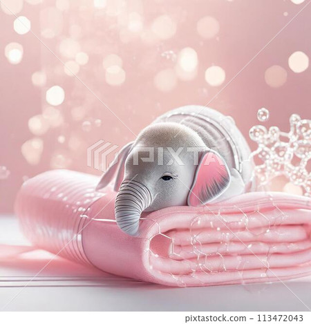 Baby elephant relaxing, AI-generated image 113472043
