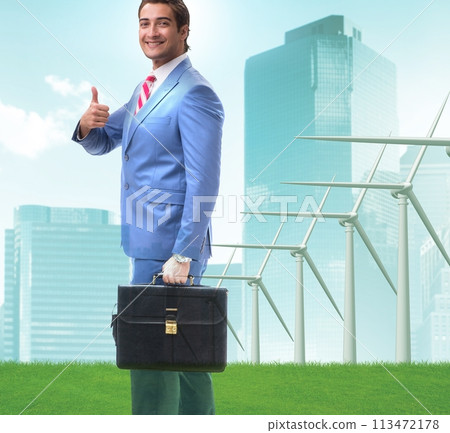 Green energy anc ecology concept with businessman 113472178