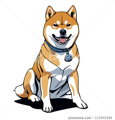 Illustration of a sitting Shiba Inu 113472385