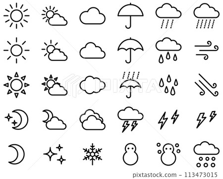 A vector illustration set of various weather icons A vector illustration set of various weather icons 113473015