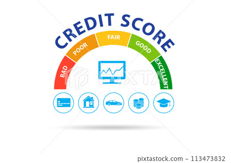 Businessman in credit score concept 113473832