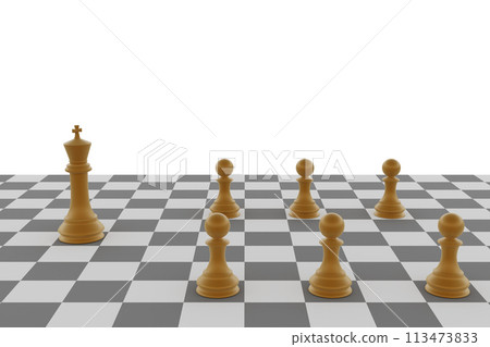 Chess pieces on the board - 3d render 113473833