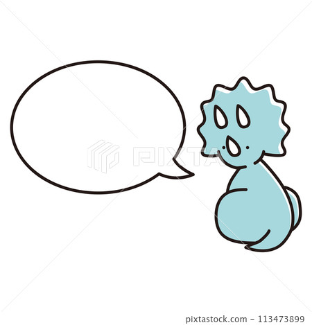 Illustration of a baby triceratops turning around and talking 113473899