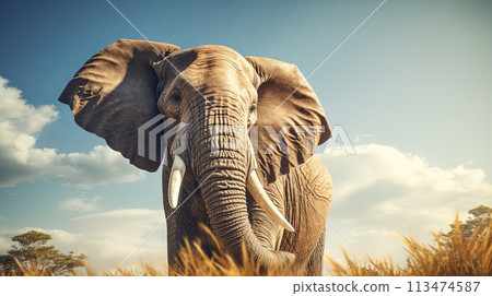 big elephant close up,summer background 113474587