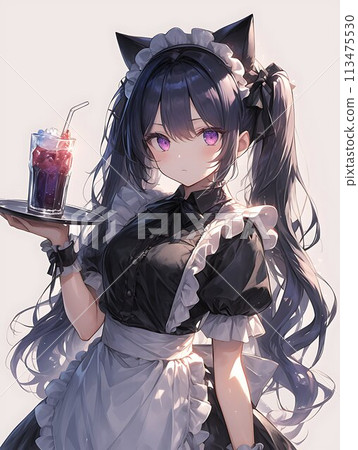 Cute maid girl with animal ears AI 113475530