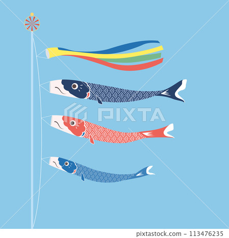 Illustration of blue sky and carp streamers 113476235