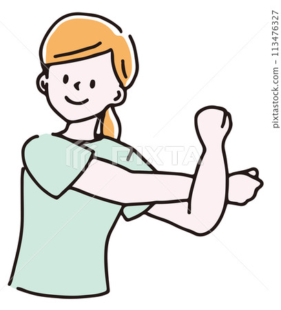 Neck and shoulder stretch Shoulder stretch 113476327