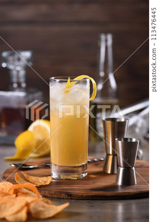 Whiskey with ginger beer 113476445