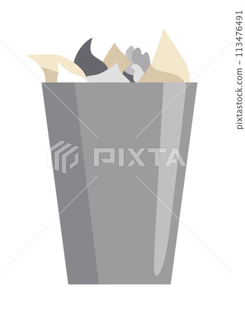 Detective office interior element. Basket full of papers. Crime and criminal evidence. Vector flat style cartoon illustration isolated on white background Detective office interior element. Basket full of papers. Crime and criminal evidence. Vector flat style cartoon illustration isolated on white background 113476491