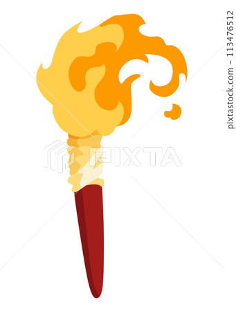 Torch game icon. Vector cartoon game ui symbol. Gui of rpg computer or mobile game Torch game icon. Vector cartoon game ui symbol. Gui of rpg computer or mobile game 113476512