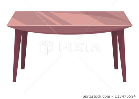 Table furniture of wood, interior wooden desk. Empty wooden table isolated illustration on white background. Vector illustration of platform or stand 113476554