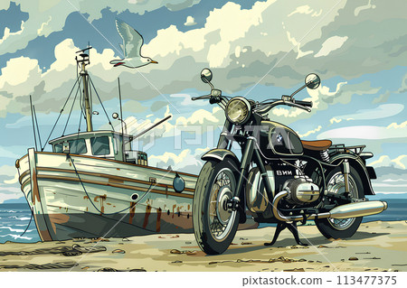 Scenery with German motorcycles 113477375