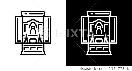 Buddhist altar line icon Buddhist altar line icon 113477848