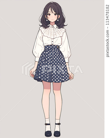 動漫風格休閒女性全身肖像AI生成 動漫風格休閒女性全身肖像AI生成 113478182