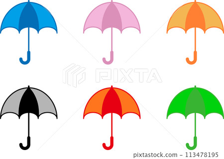 多彩簡單的雨傘圖示集 113478195